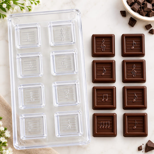 Bakewareind Musical Notes Polycarbonate Chocolate Mould, 8 Cavity
