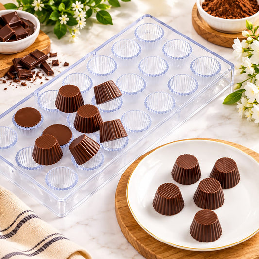 Bakewareind Fluted Cup Polycarbonate Chocolate Mould, 24 Cavity