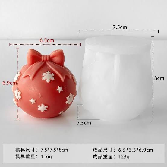 Lyba Moulds Christmas Ball Bow Tie Candle Silicone Mould