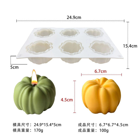 Bakewareind 3D Pumpkin Entremet Cake Candle Silicone Mould, 6 Cavity