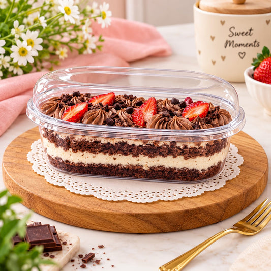 Bakewareindia Transparent Oval Dessert Container with Lid,10pc Pack