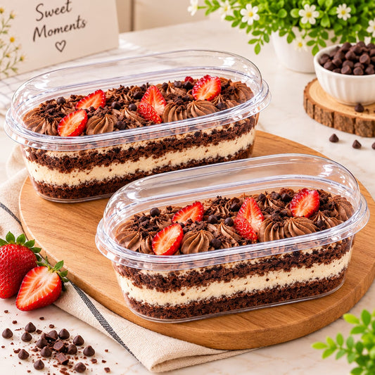 Bakewareindia Transparent Oval Dessert Container with Lid,10pc Pack