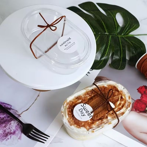 Bakewareindia Transparent Oval Dessert Container with Lid,10pc Pack