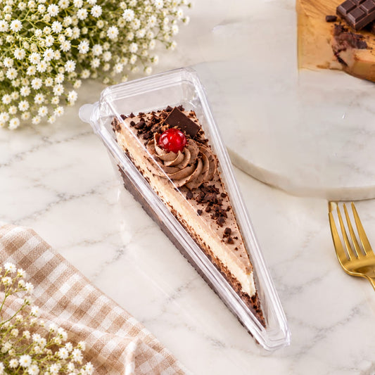 Bakewareindia Transparent Long Triangle Dessert Container with Lid,20pcs Pack