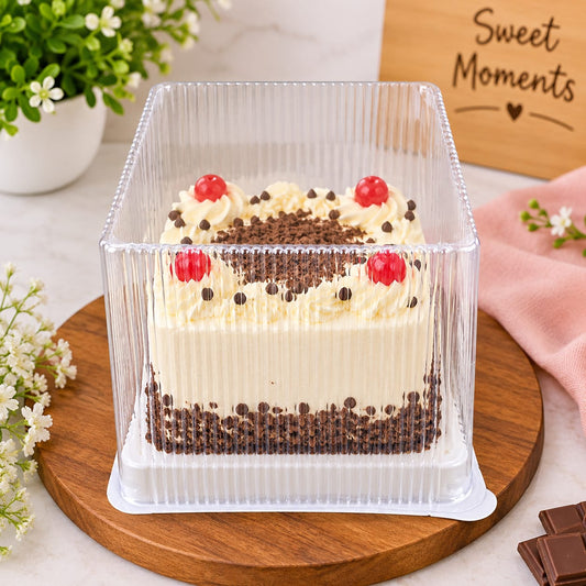 Bakewareindia Transparent Square Dessert Container with Lid, 10Pc PACK