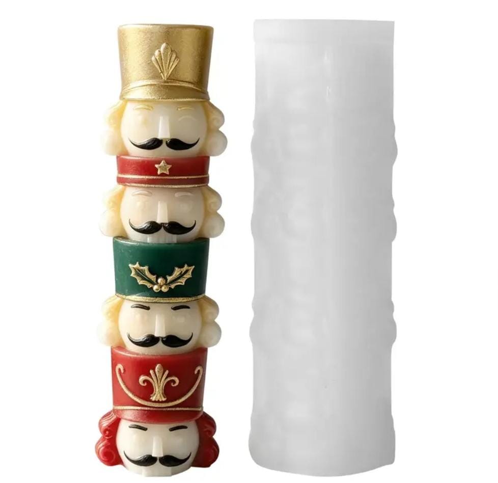 Lyba Moulds 3D Stacked Nutcracker Pillar Silicone Candle Mould