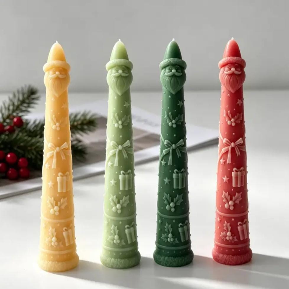Lyba Moulds 3D Santa Claus Christmas Cone Pillar Candle Silicone Mould