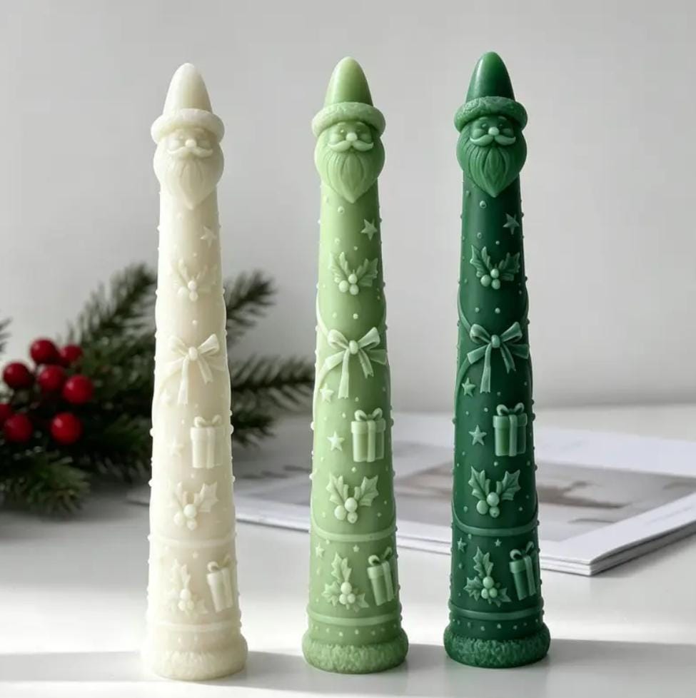 Lyba Moulds 3D Santa Claus Christmas Cone Pillar Candle Silicone Mould