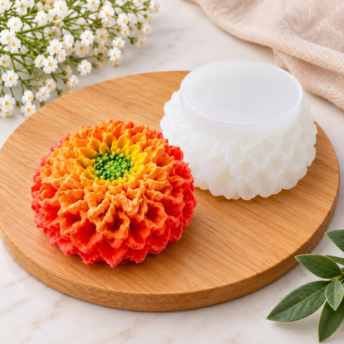 Lyba Moulds 3D Marigold Flower Candle Silicone Mould