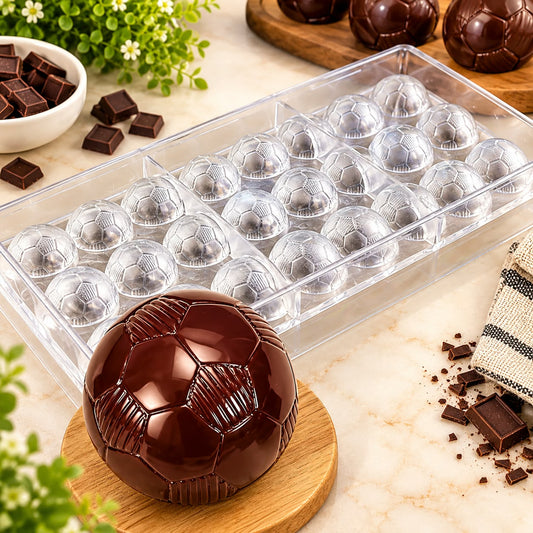 Bakewareind 3D Football Polycarbonate Chocolate Mould, 24 Cavity