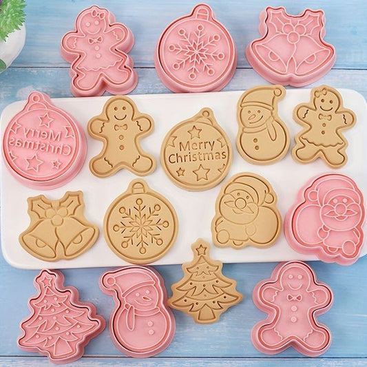 Bakewareind Christmas Tree Merry Christmas Snowflake Santa Snowman Stamp Cutter 8pcs