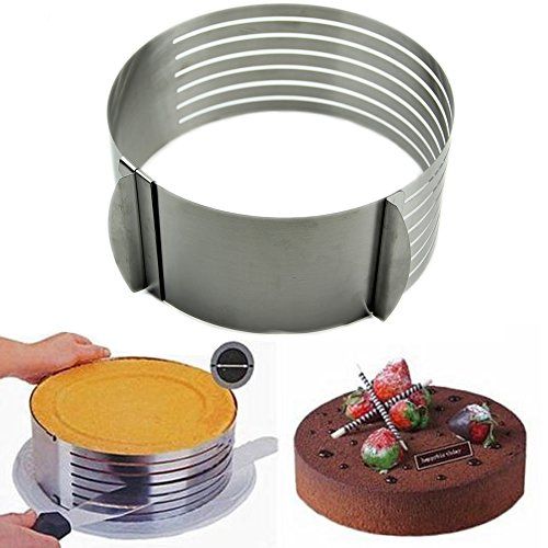 Bakewareind Adjustable Leveler Layer Slicer Cake Ring With Clip, Round
