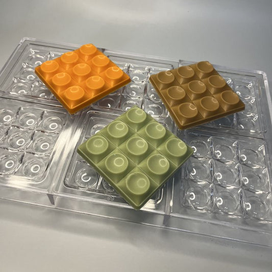 Bakewareind Square Bubble Polycarbonate Chocolate Mould,6 Cavity