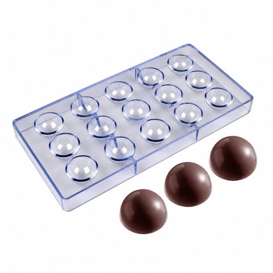 Bakewareind Half Sphere Polycarbonate Chocolate Mould, 15 Cavity