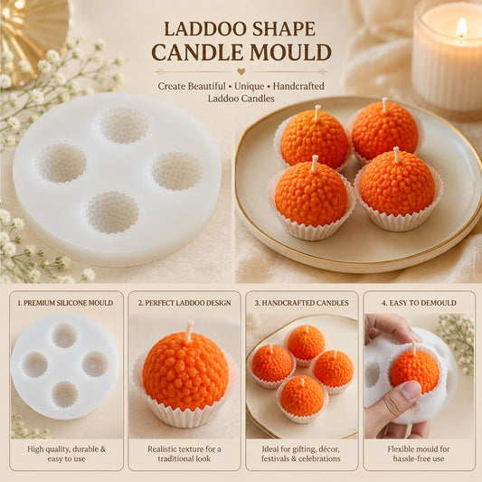 Lyba moulds Ladoo Motichoor Silicone Mould for Candle Chocolate,4 Cavity