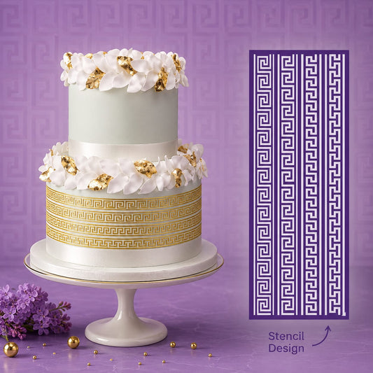 Bakewareind Geometric Border Cake Decorating Reusable Fabric Mesh Stencil