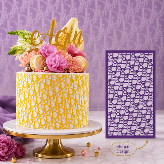 Bakewareind Dior Pattern Mesh Cake Decorating Stencil Reusable