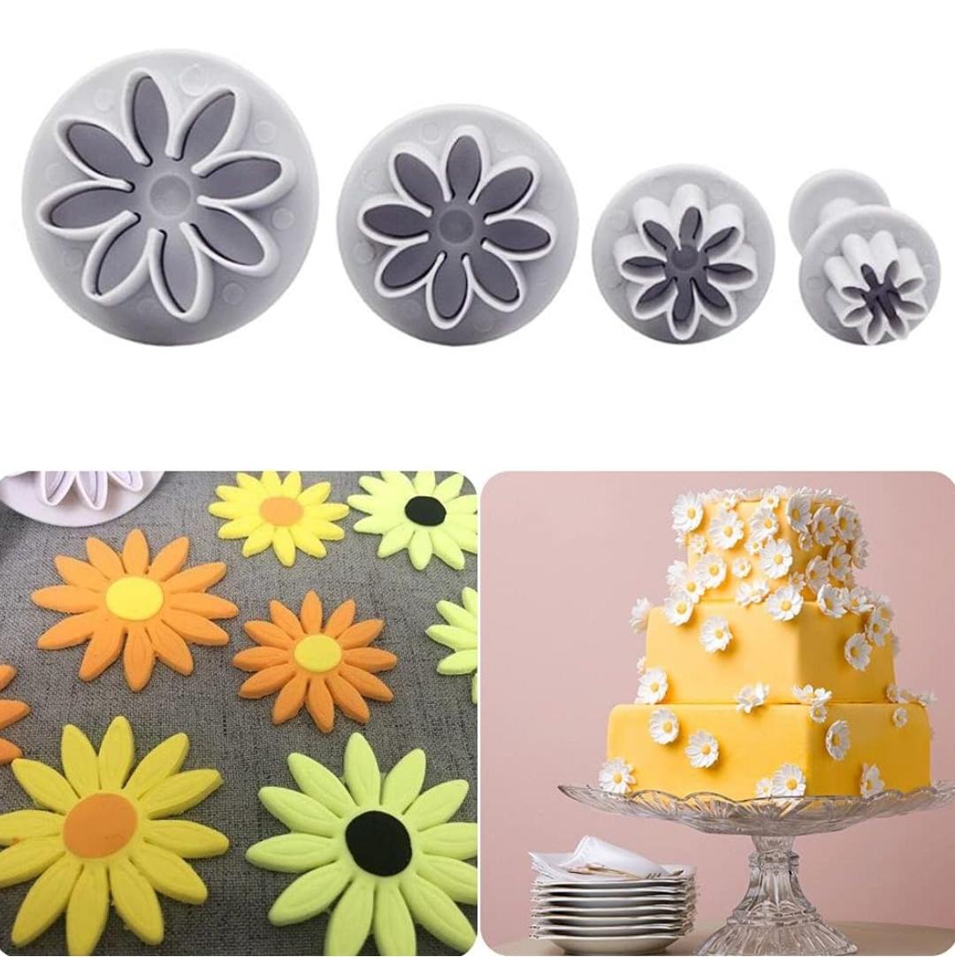 Bakewareind Daisy plunger cookie cutter 4pcs set