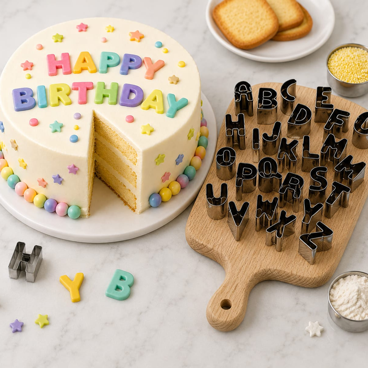 Bakewareind Alphabet Fondant & Cookie Stainless Steel Cutter Set, 26 Pcs