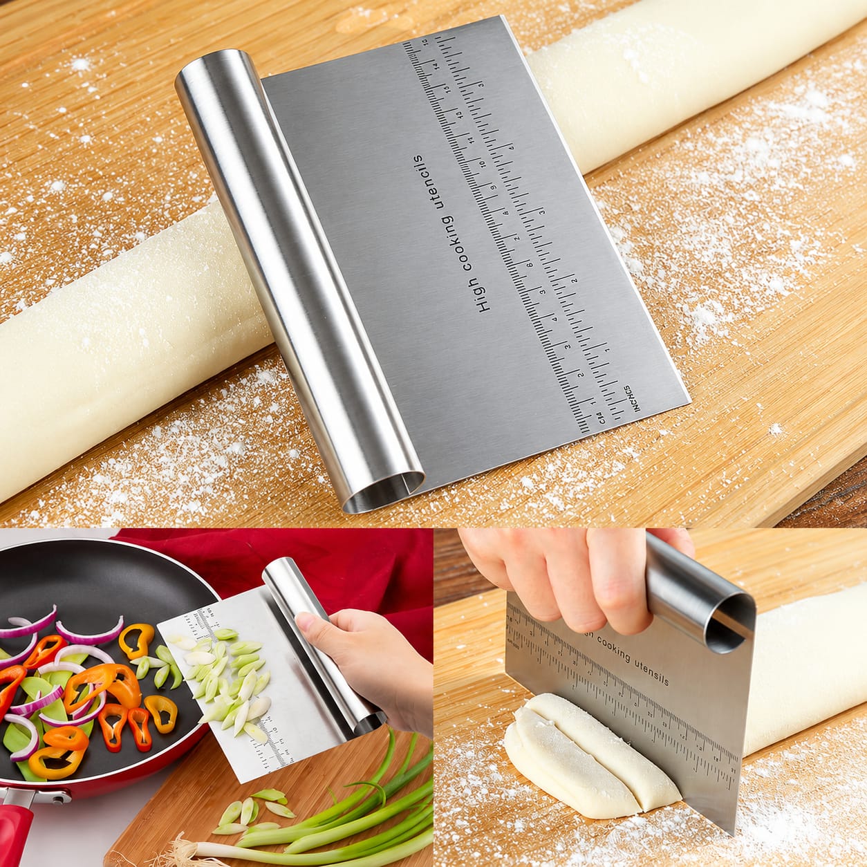 Bakewareind Cake Scrapper Smoother with Height Guide, 6inch