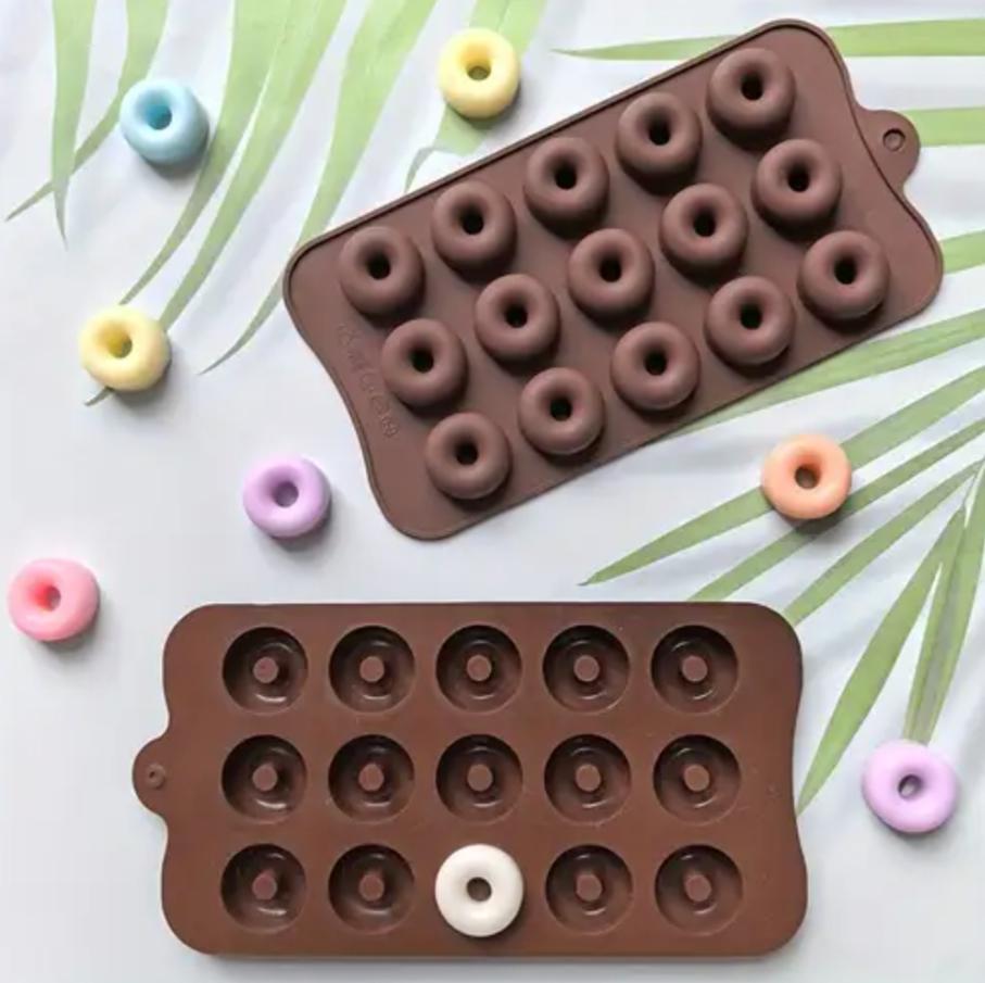 Bakewareind Mini Donut Silicone Chococlate Mould,  15 Cavity