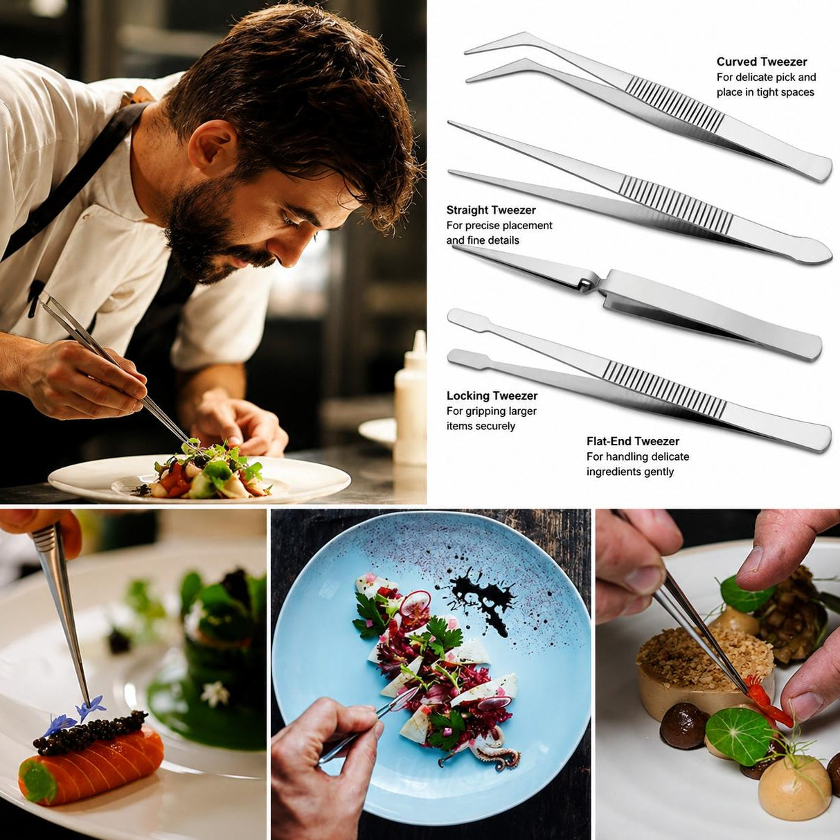 Bakewareind 4 Piece Stainless Steel Tweezers Set Baking Tool And Accessories
