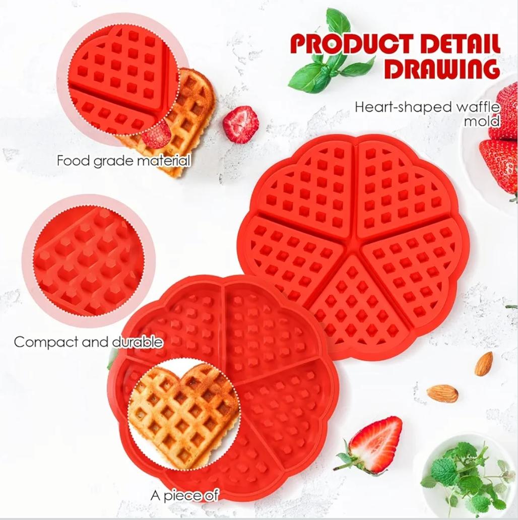 Bakewareind Heart Waffle Chocolate Silicone Mould, 5 Cavity