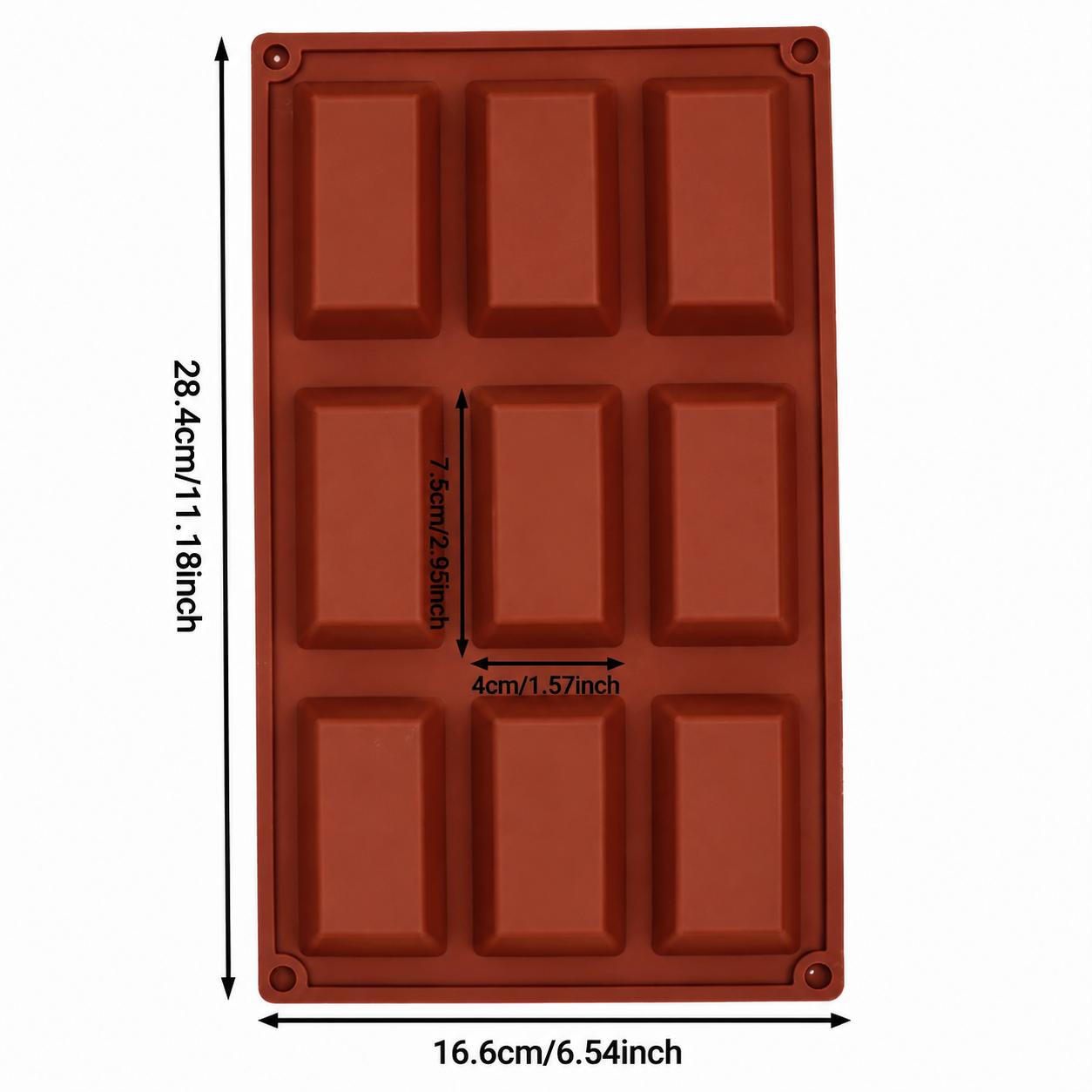 Bakewareind Rectangle Bread Loaf Pan Entrement Silicone Chocolate Mould, 9 Cavity