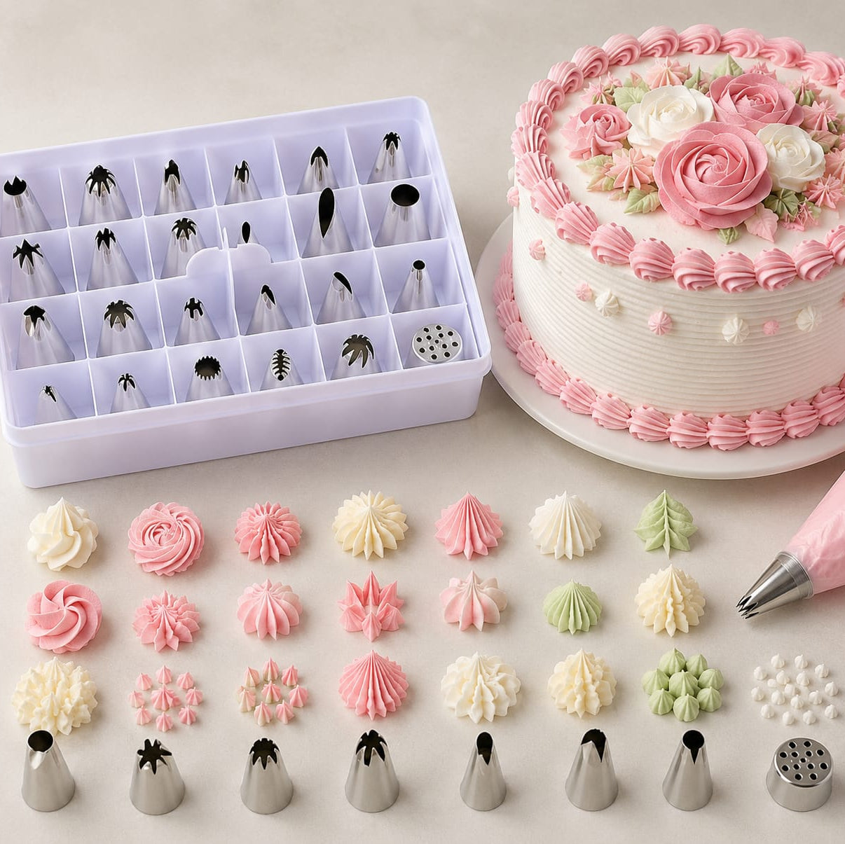 Bakewareind 24 PCS Stainless Steel Cake Icing Nozzle Set
