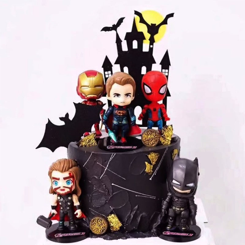 Bakewareind Marvel Avengers Batman, Spiderman & Iron Man Toy Cake Topper Set, 7pcs