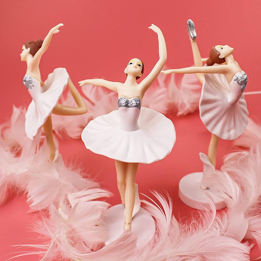 Bakewareind Ballerina Ballet Dancer Toy Cake Topper, 3pcs