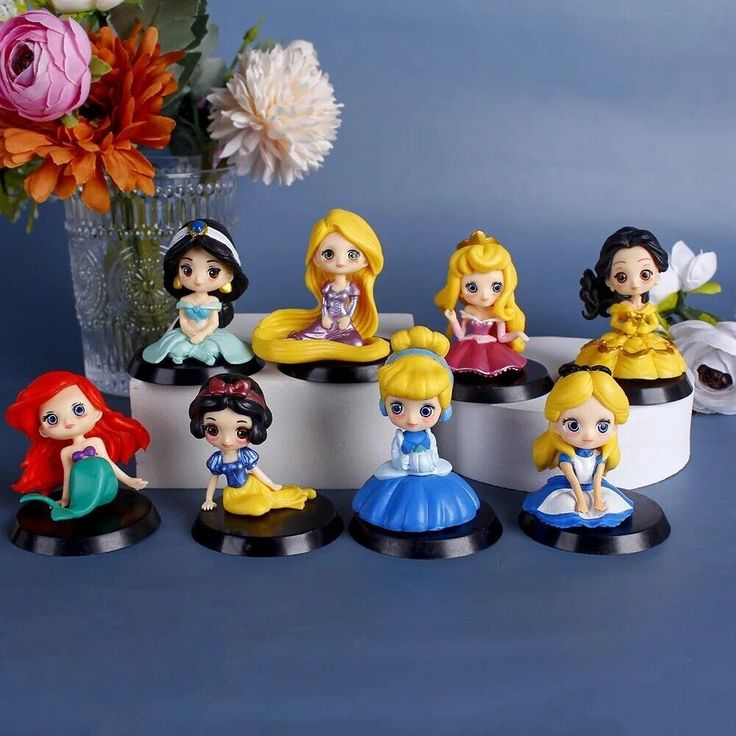 Bakewareind Disney Princess Doll Cake Toy Topper, 8pcs