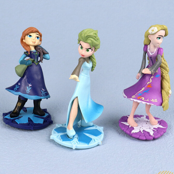 Bakewareind Princess Elsa Anna Rapunzel Toy Cake Topper, 3Pcs