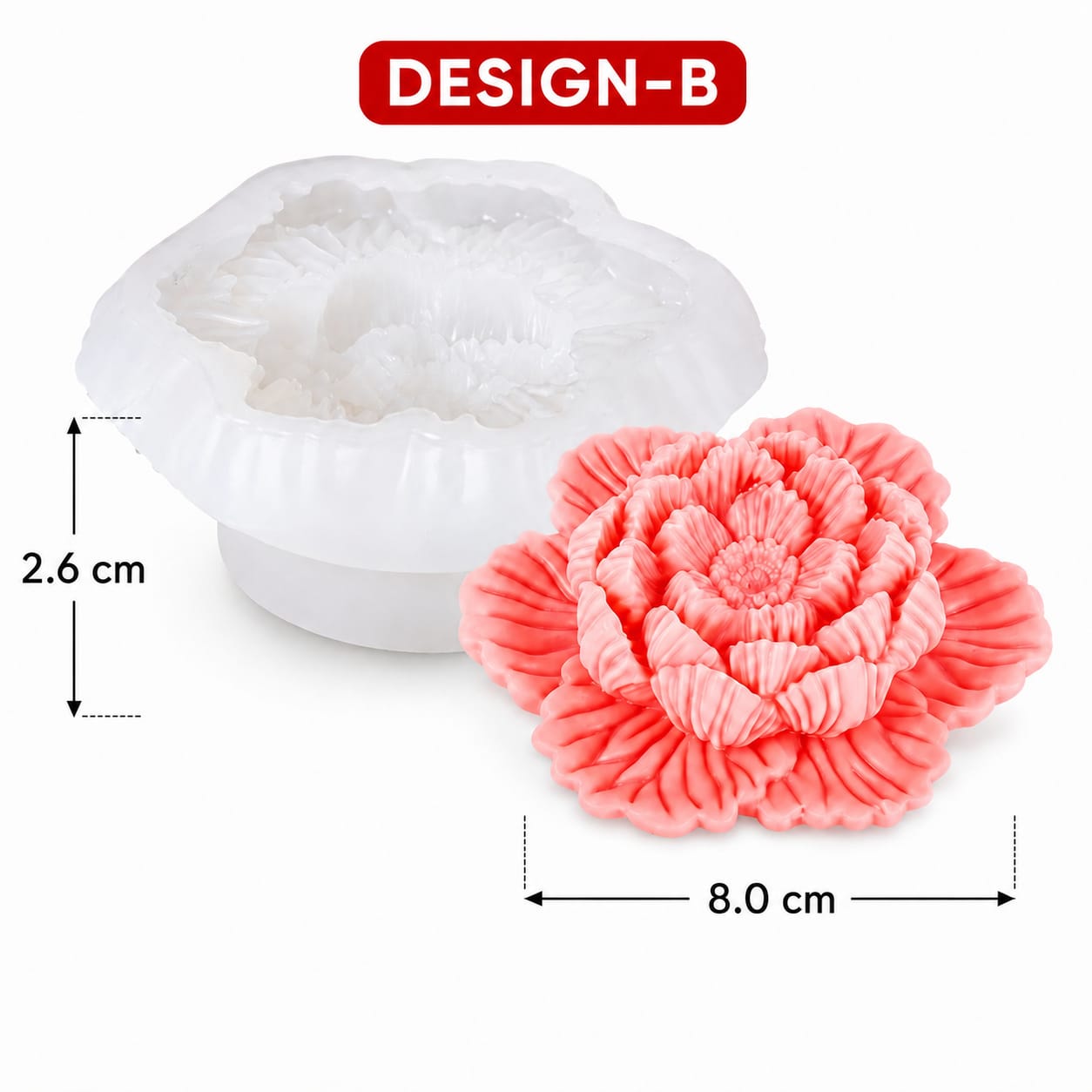 Lyba Moulds 3D Lotus Peony Flower Candle Silicone Mould, 2pcs