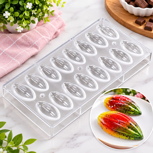 Bakewareind 3D Olive Fruit Lotus shape polycarbonate chocolate mould, 16 cavity