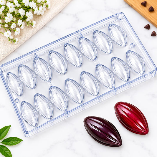 Bakewareind 3D Olive Fruit Lotus shape polycarbonate chocolate mould, 16 cavity