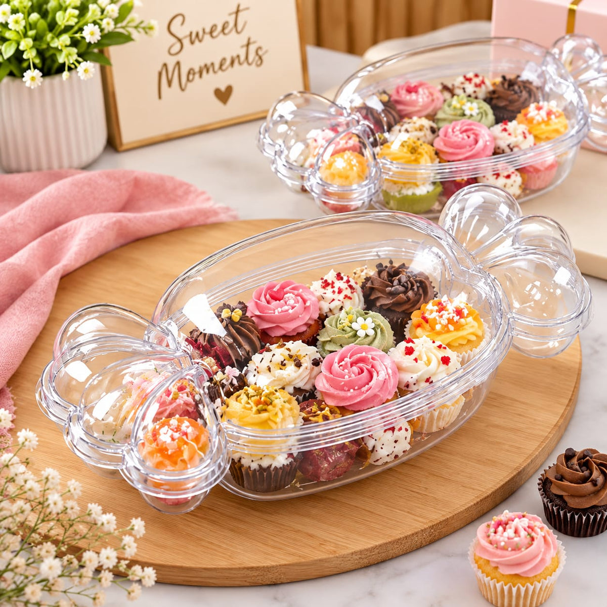 Bakewareindia Transparent Candy-Shaped Dessert Container with Lid,5pc Pack