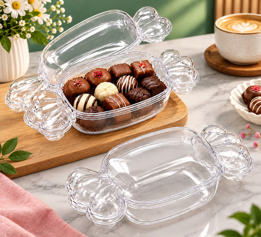 Bakewareindia Transparent Candy-Shaped Dessert Container with Lid,5pc Pack