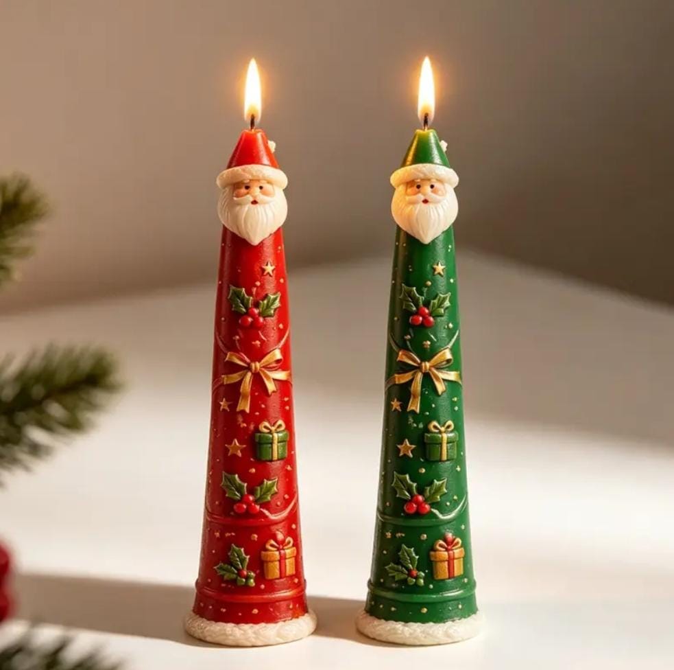 Lyba Moulds 3D Santa Claus Christmas Cone Pillar Candle Silicone Mould