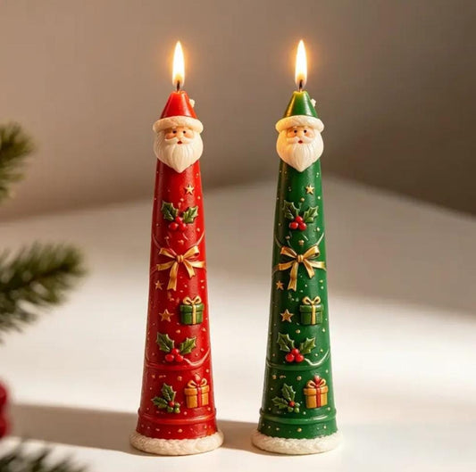 Lyba Moulds 3D Santa Claus Christmas Cone Pillar Candle Silicone Mould