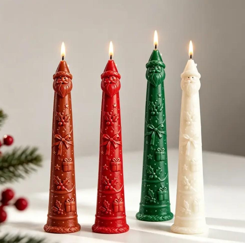 Lyba Moulds 3D Santa Claus Christmas Cone Pillar Candle Silicone Mould