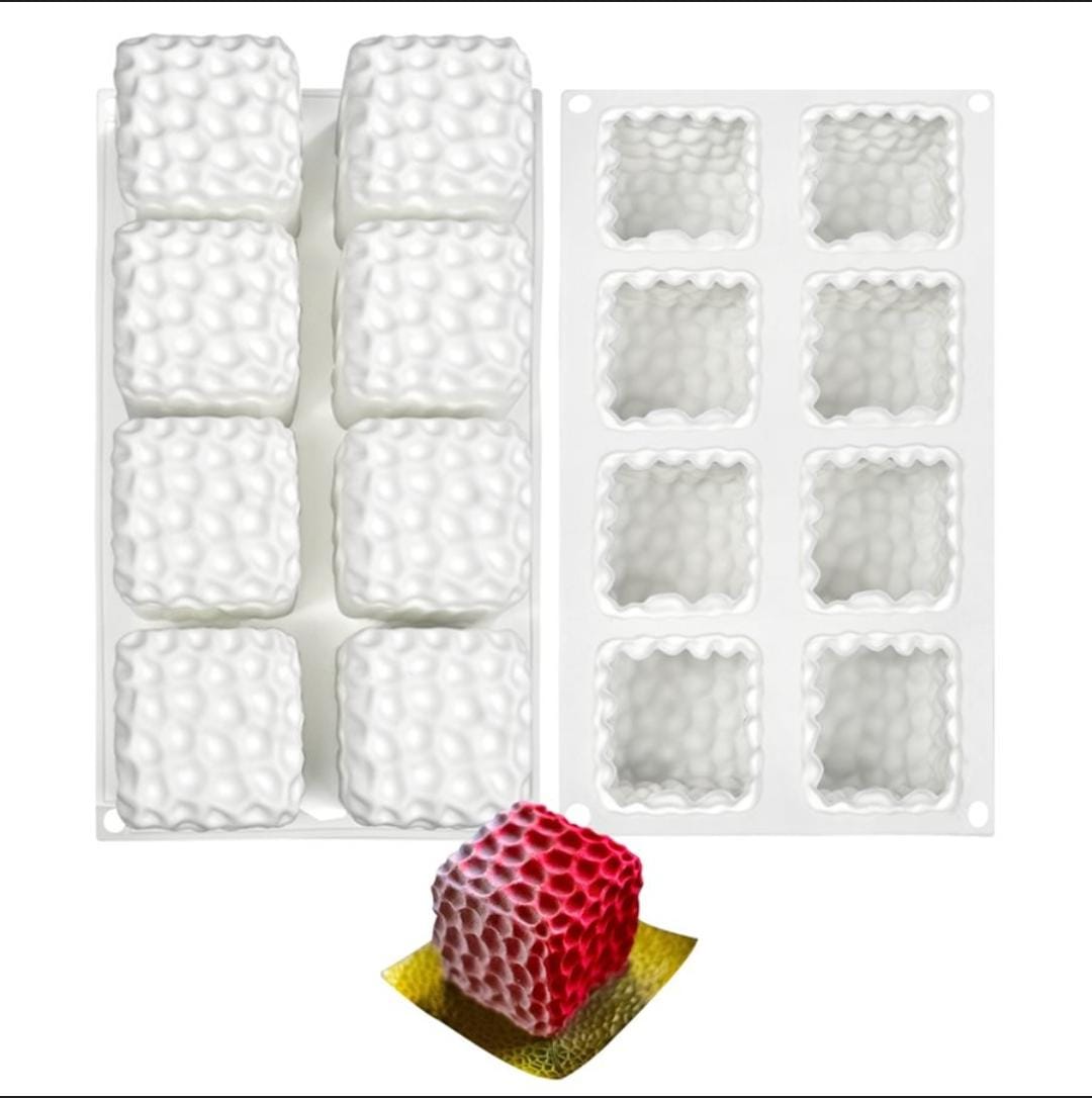 Bakeawreind 3D Cube Honeycomb Mousse Cake Silicone Mould, 6 Cavity - Bakeware India