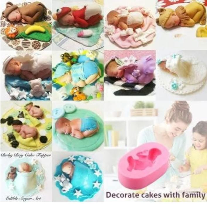 Bakeawreind 3D Sleeping Baby Fondant chocolate Cake Silicone Mould - Bakeware India