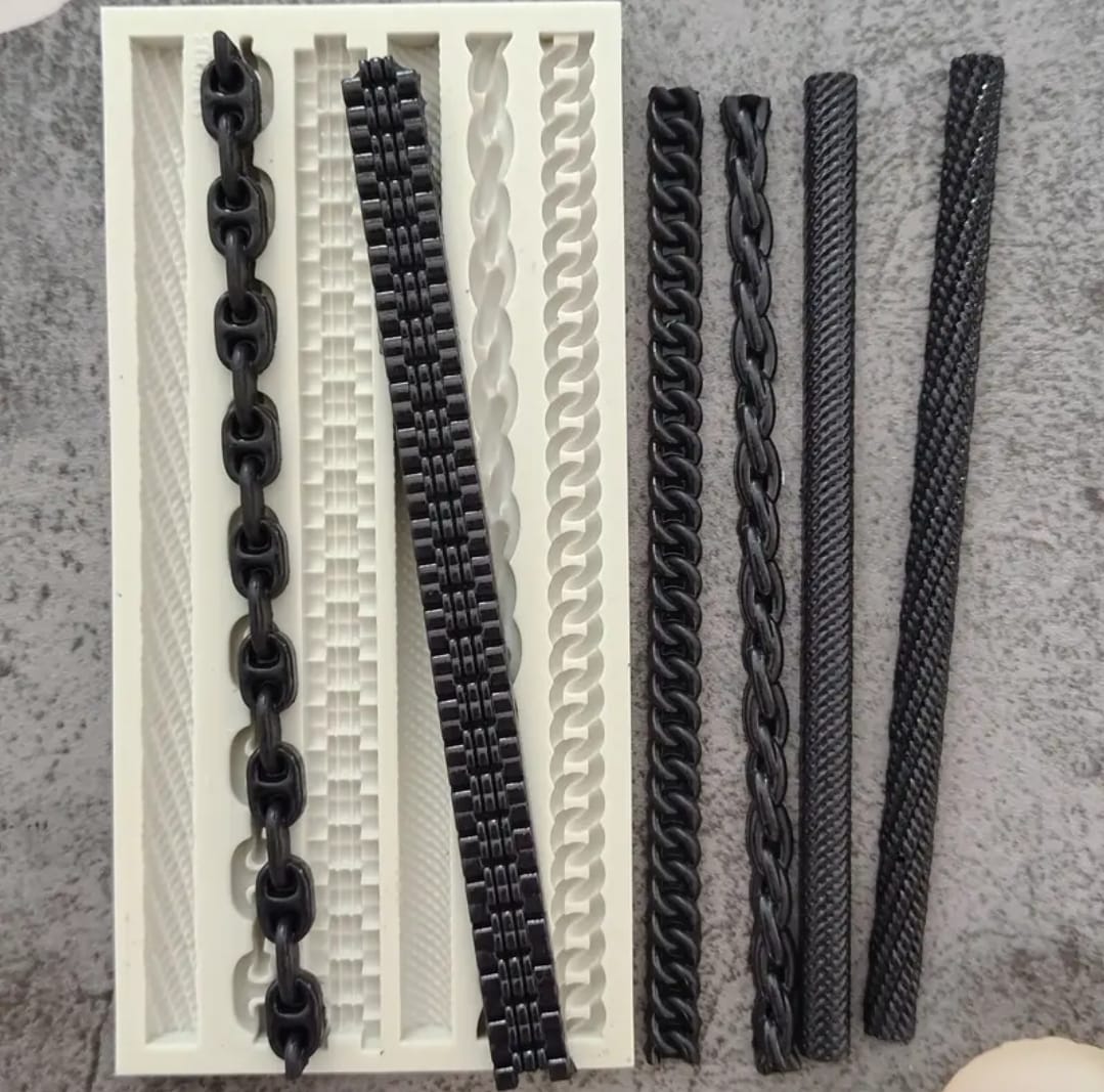 Bakeawreind Chain Rope Border Design Cake Fondant Silicone Mould