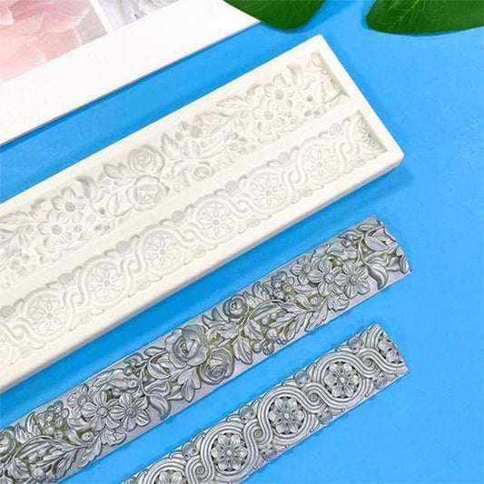 Bakeawreind Leaf Flower Border Pattern Designs Cake Fondant Silicone Mould - Bakeware India