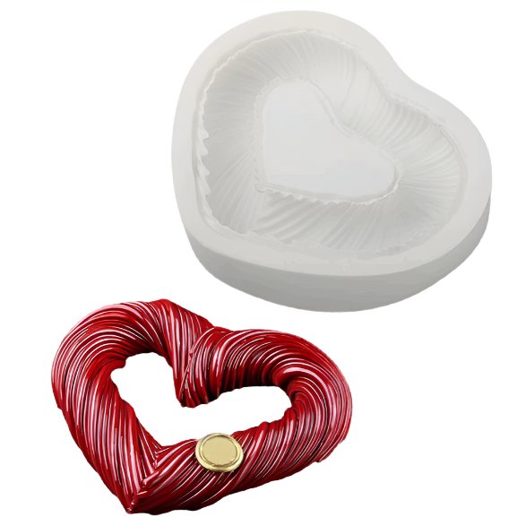 Bakeawreind Love Heart Twisted Mousse Cake Silicone Mould - Bakeware India