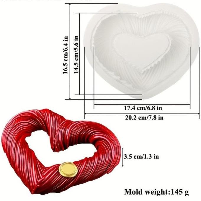 Bakeawreind Love Heart Twisted Mousse Cake Silicone Mould - Bakeware India