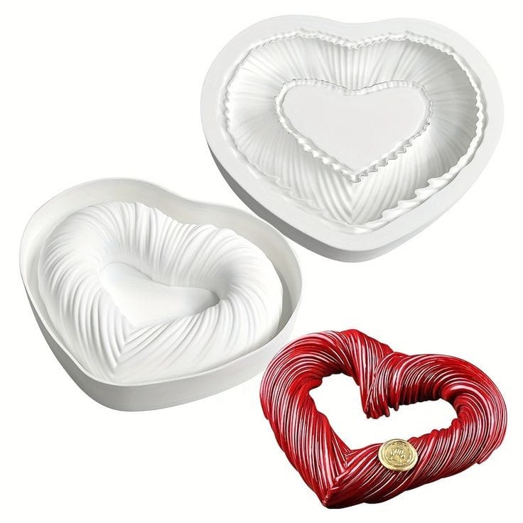 Bakeawreind Love Heart Twisted Mousse Cake Silicone Mould - Bakeware India