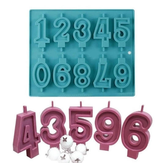 Bakewareind 0 - 9 Number Candle Lollipop Chocolate Cake Silicone Mould - Bakeware India
