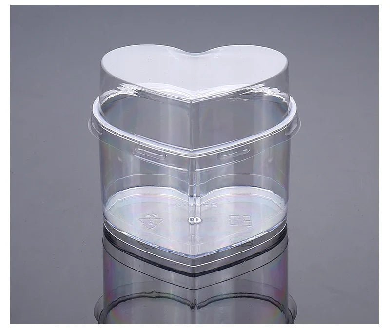 Bakewareind 10 Sets Heart Shape Reusable Transparent Plastic Cups with Lids - Bakeware India